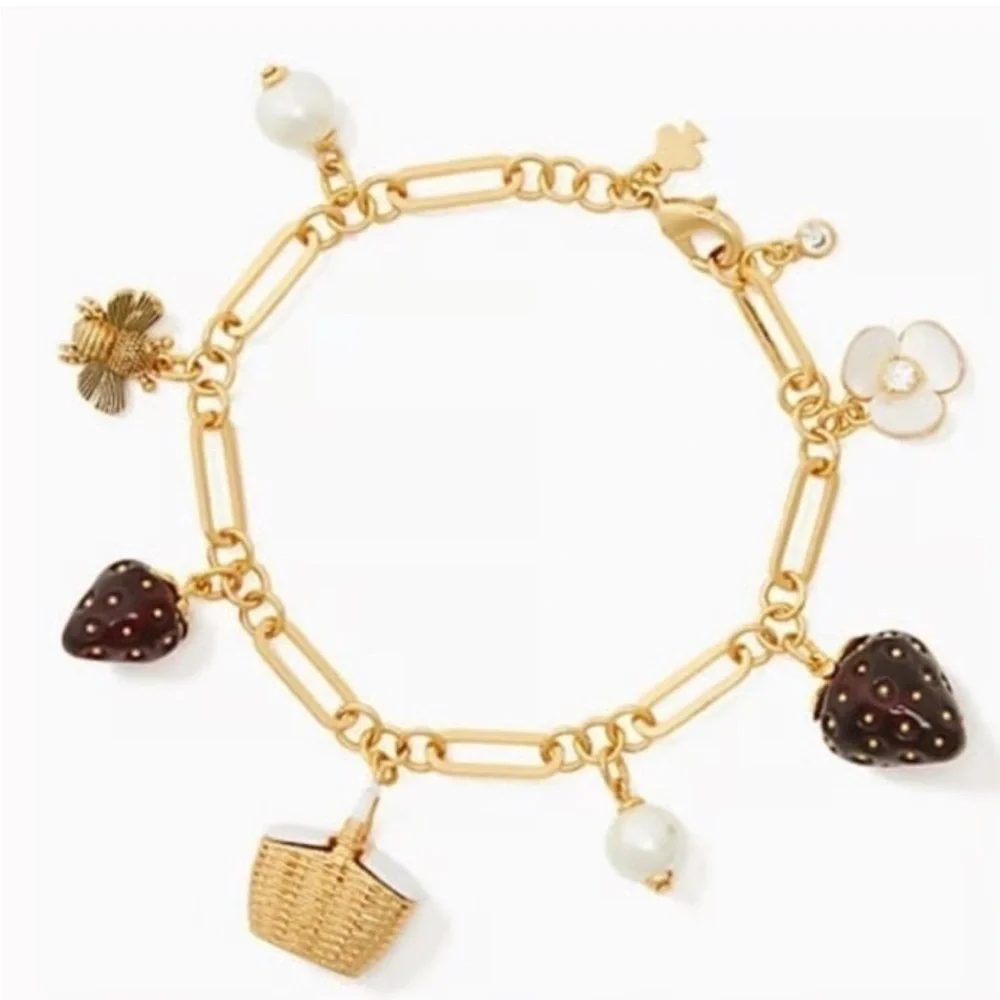 $148 Kate‎ Spade Picnic Perfect Strawberry Charm Bracelet